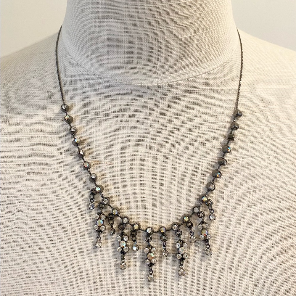 Multicolor Iridescent Rhinestone Drop Necklace - Picture 4 of 4